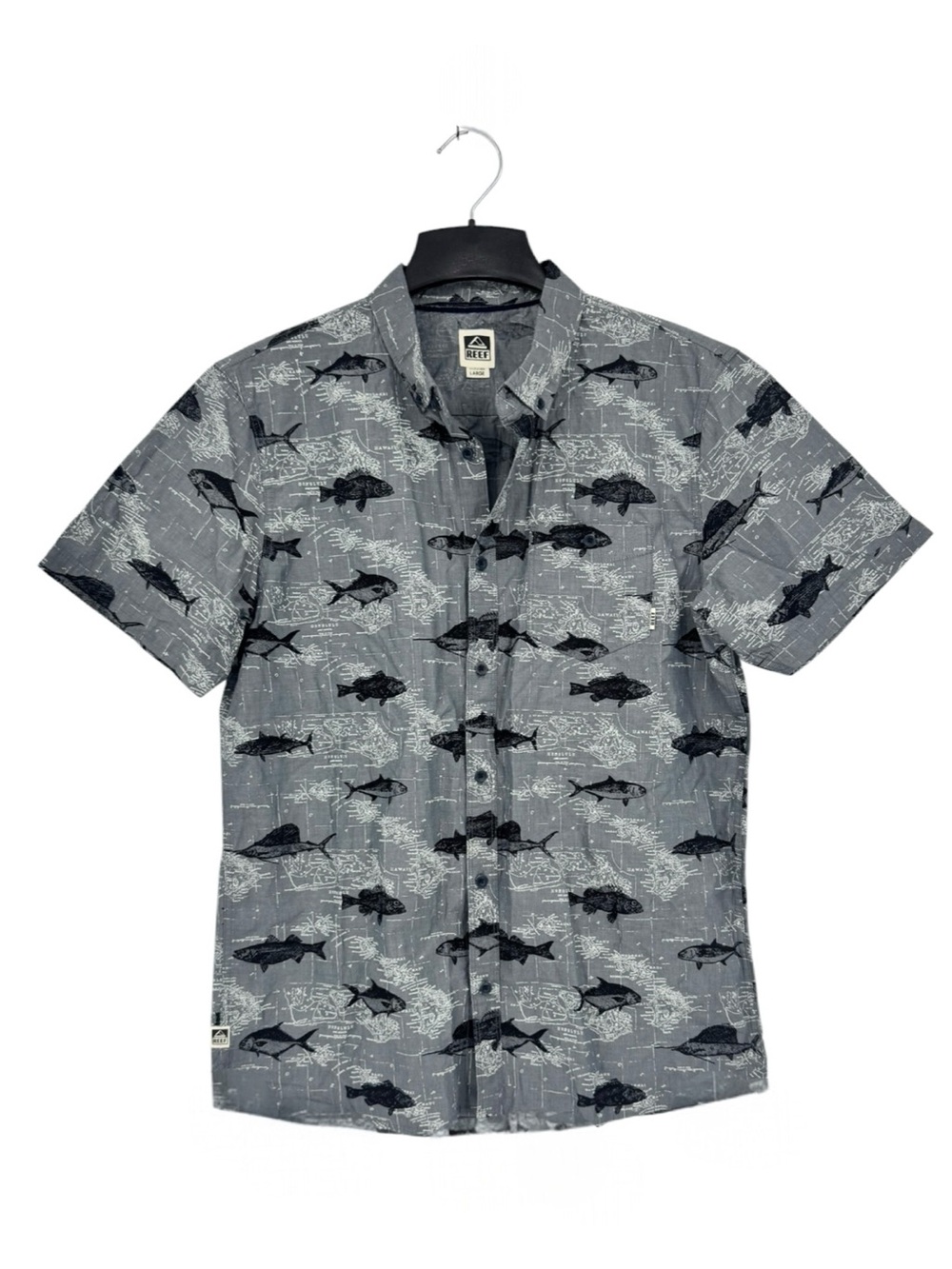 Reef Men’s Coastal Fish Print Short Sleeve Button Down Shirt